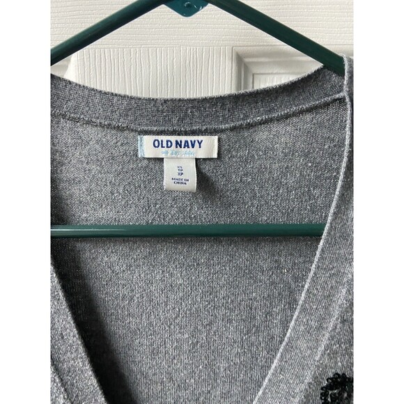 Old Navy Sweater Womens Size XS Dark Gray Button Up Festival Sequined Cardigan - Picture 2 of 3